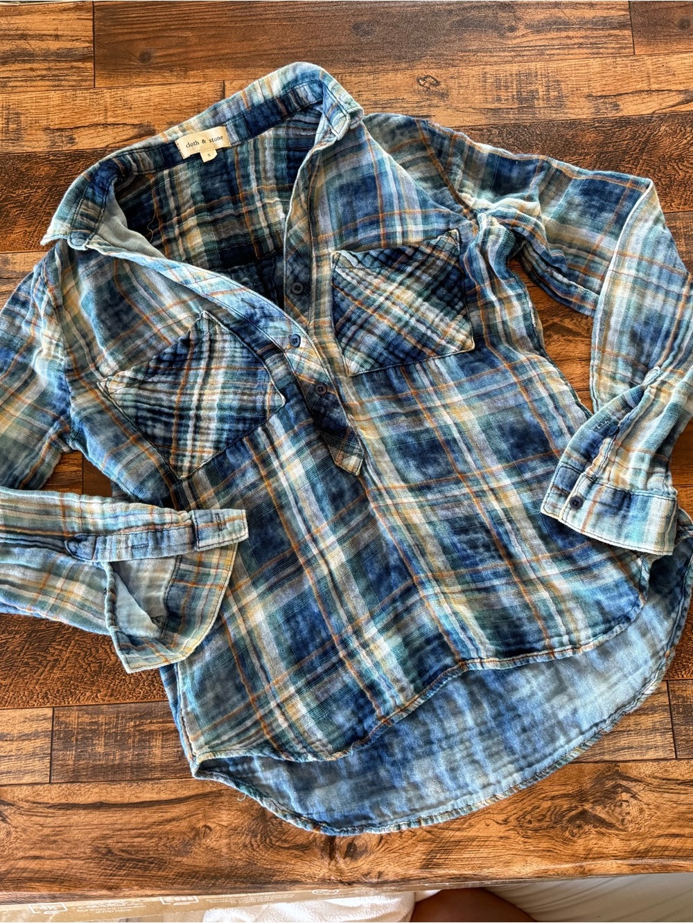 Title: Cloth & Stone Plaid Button Up Shirt Women’s Small Cotton Boho Western
